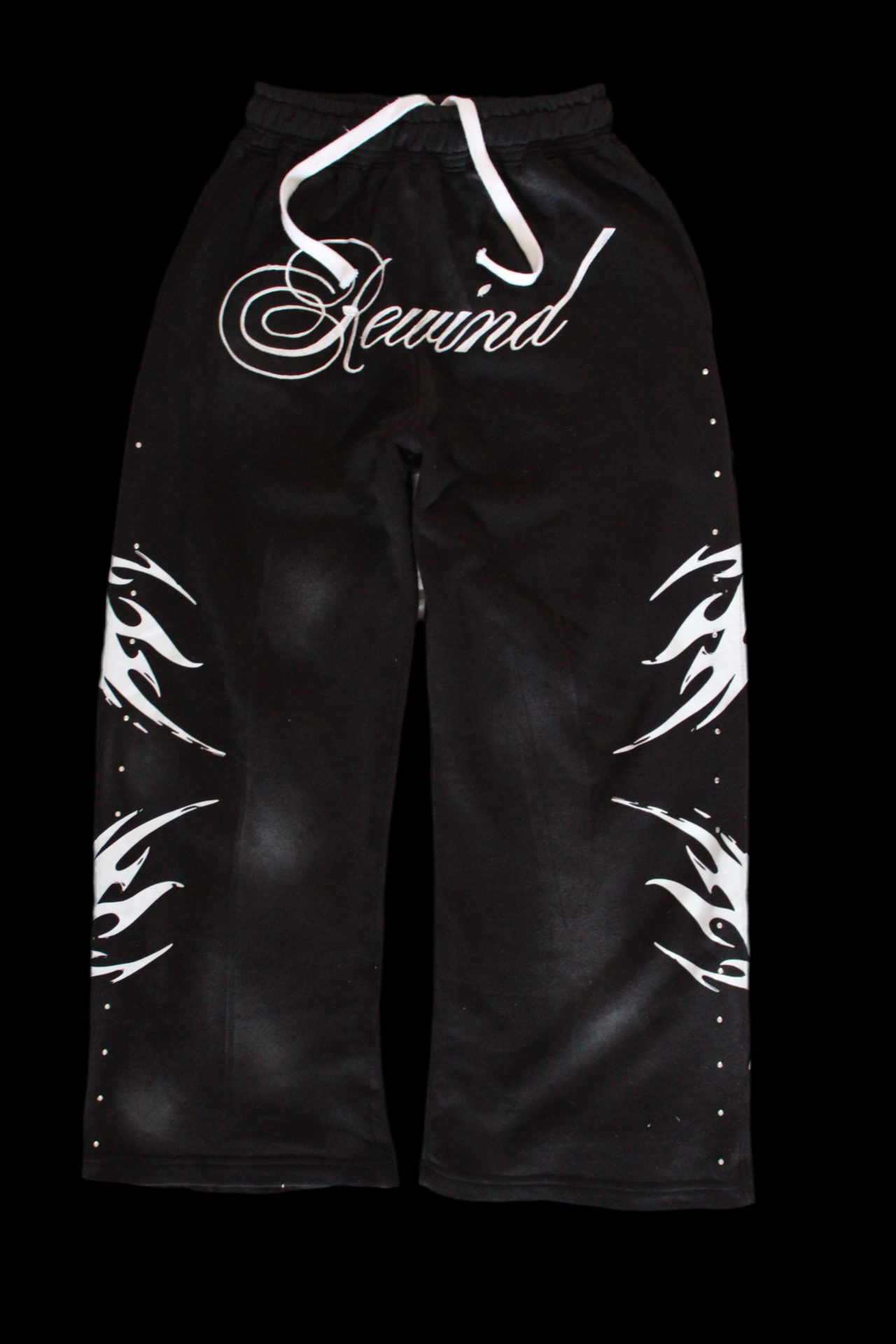 Black Acid Wash Rwnd Sweats