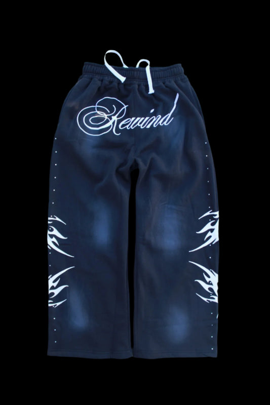 Black Acid Wash Rwnd Sweats