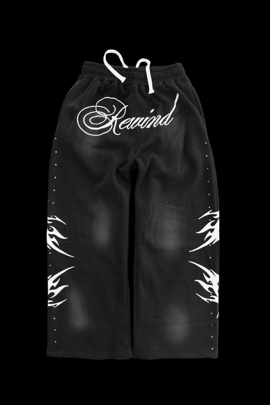 Black Acid Wash Rwnd Sweats